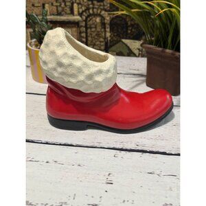 Atlantic Mold Red Ceramic Boot Planter
